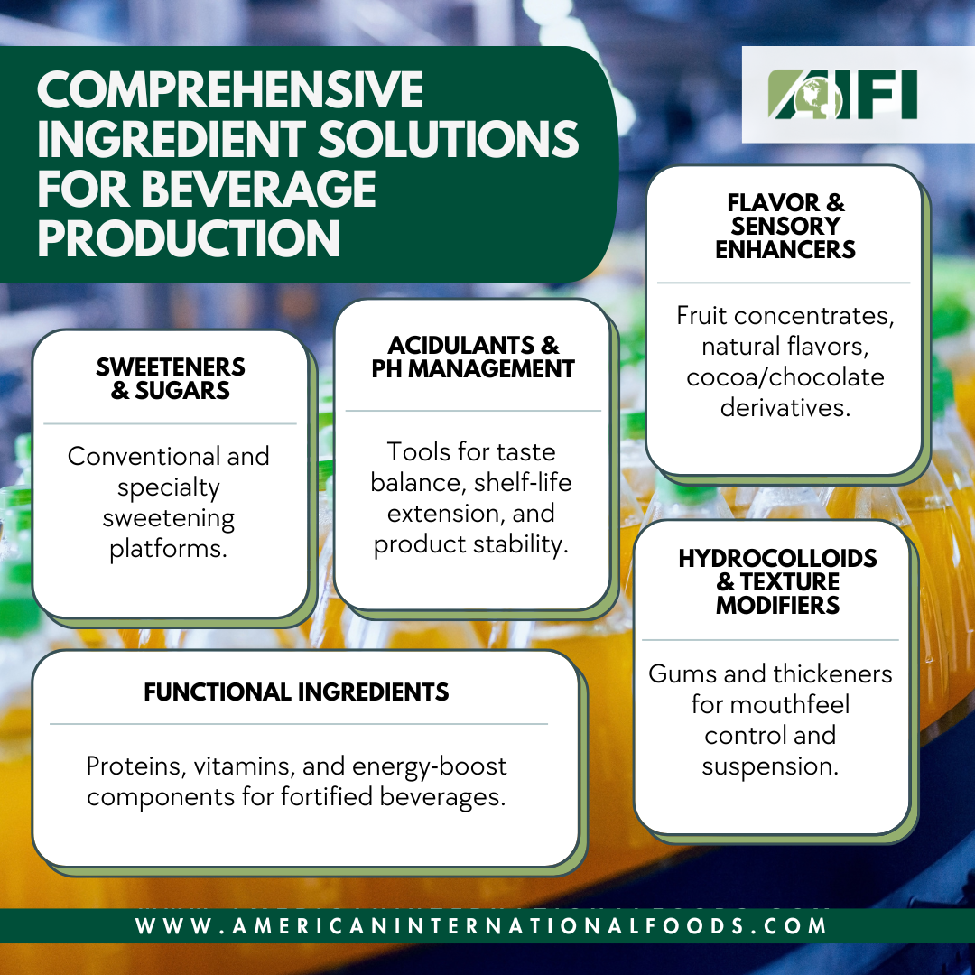 High-quality beverage ingredients supply chain for industrial production