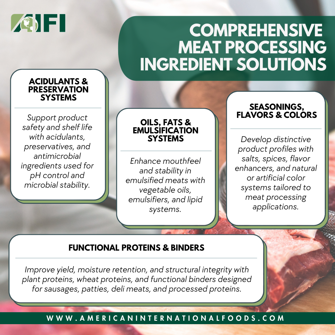 Bulk meat processing ingredient solutions for food manufacturers